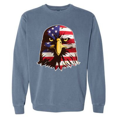 USA Red White And Blue Bald Eagle Garment-Dyed Sweatshirt