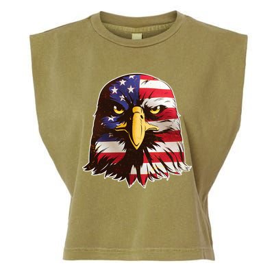 USA Red White And Blue Bald Eagle Garment-Dyed Women's Muscle Tee