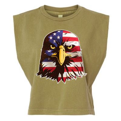 USA Red White And Blue Bald Eagle Garment-Dyed Women's Muscle Tee