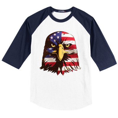 USA Red White And Blue Bald Eagle Baseball Sleeve Shirt