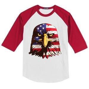 USA Red White And Blue Bald Eagle Kids Colorblock Raglan Jersey