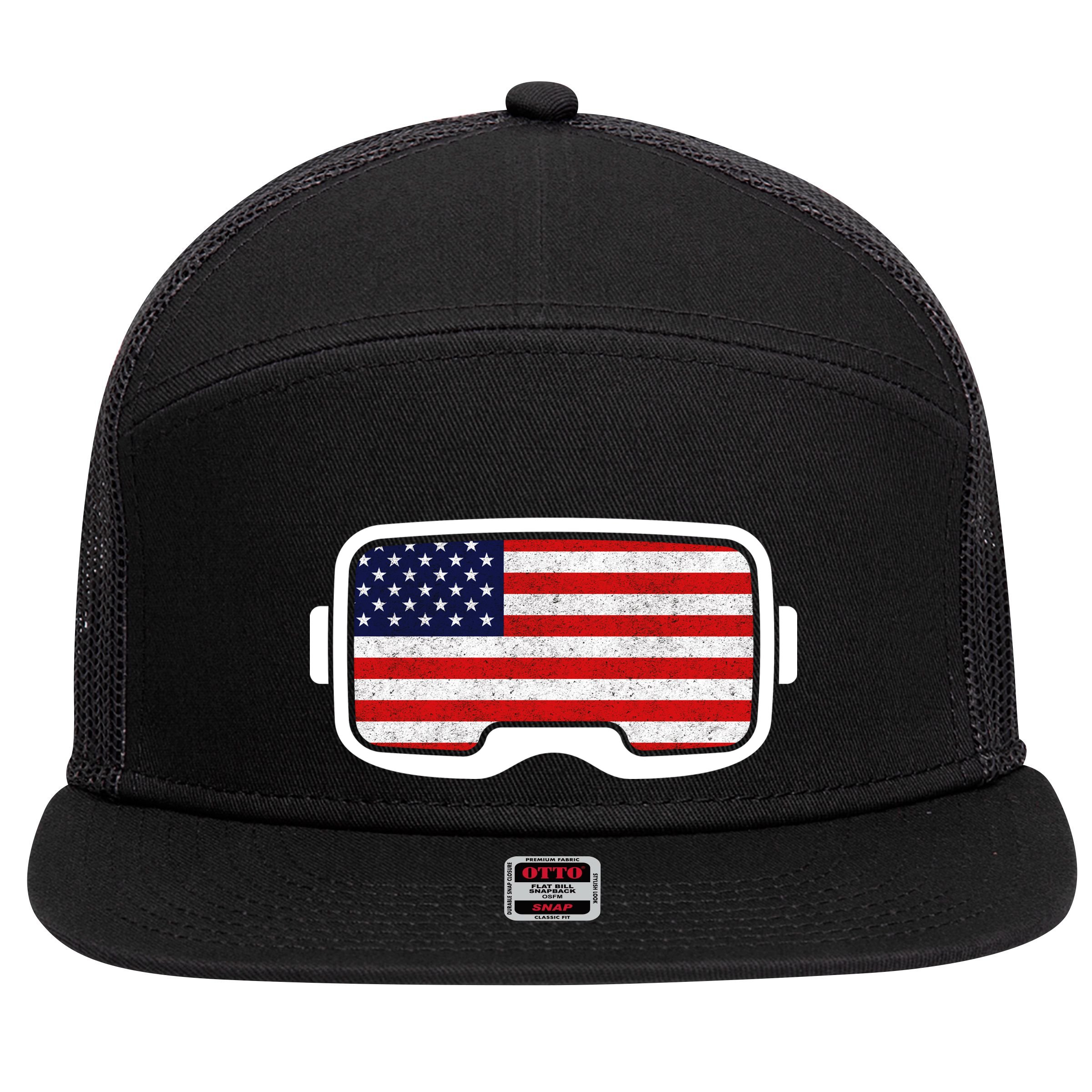 USA Retro Video Game Flag 7 Panel Mesh Trucker Snapback Hat