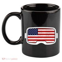 USA Retro Video Game Flag 11oz C Handle Ceramic Mug
