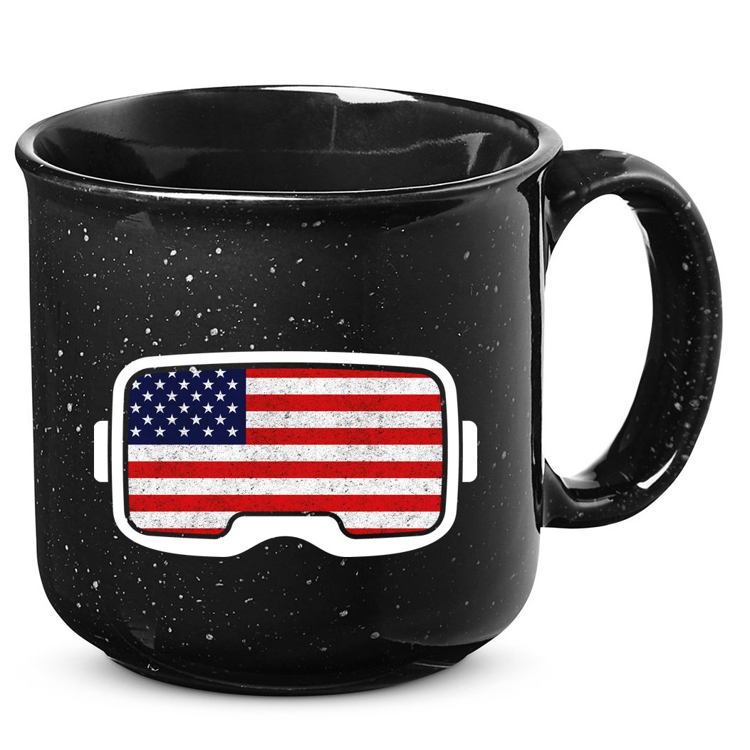 USA Retro Video Game Flag 15oz Campfire Ceramic Mug