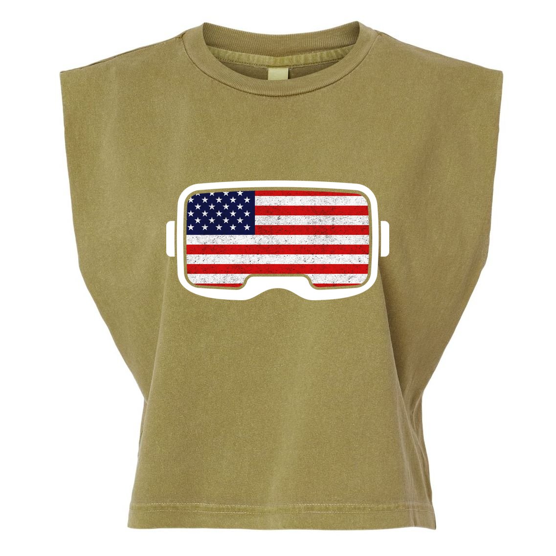USA Retro Video Game Flag Garment-Dyed Women's Muscle Tee