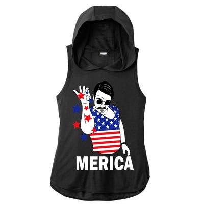 USA Salt Bae Merica Ladies PosiCharge Tri-Blend Wicking Draft Hoodie Tank