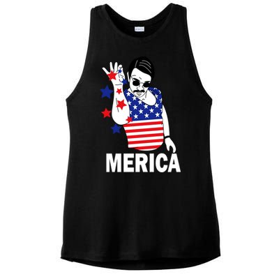 USA Salt Bae Merica Ladies PosiCharge Tri-Blend Wicking Tank