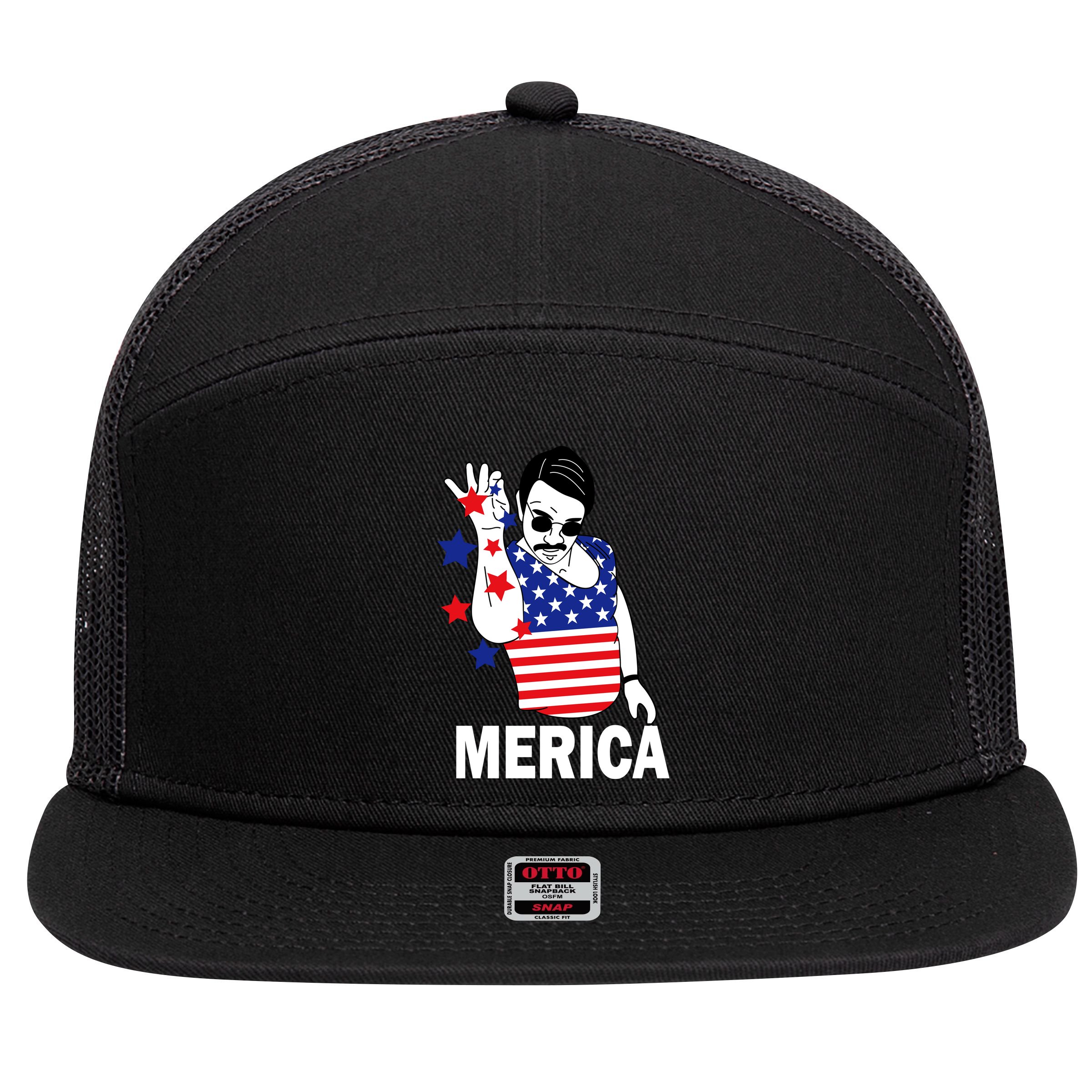 USA Salt Bae Merica 7 Panel Mesh Trucker Snapback Hat