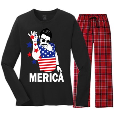 USA Salt Bae Merica Women's Long Sleeve Flannel Pajama Set 