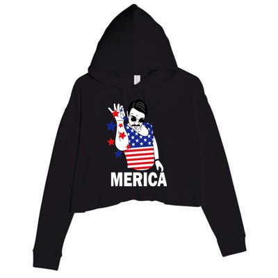 USA Salt Bae Merica Crop Fleece Hoodie