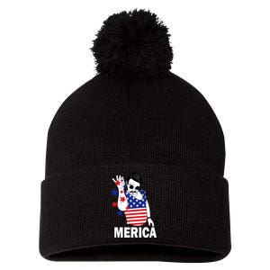 USA Salt Bae Merica Pom Pom 12in Knit Beanie