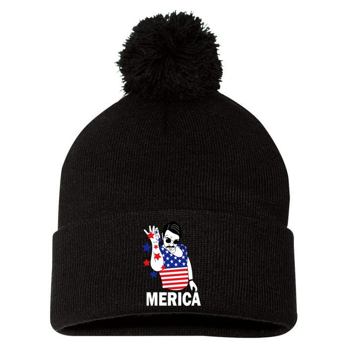 USA Salt Bae Merica Pom Pom 12in Knit Beanie