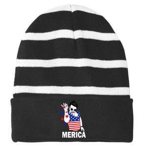 USA Salt Bae Merica Striped Beanie with Solid Band