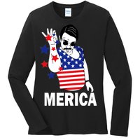 USA Salt Bae Merica Ladies Long Sleeve Shirt