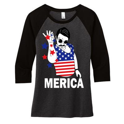 USA Salt Bae Merica Women's Tri-Blend 3/4-Sleeve Raglan Shirt