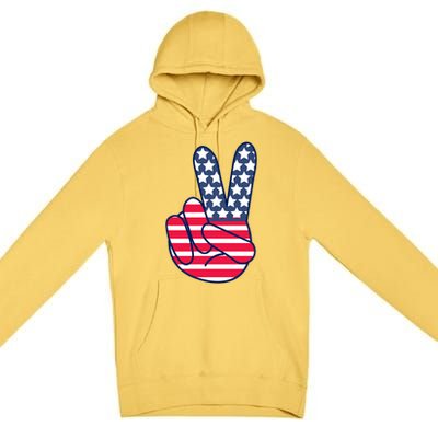 USA Simple Peace Sign Premium Pullover Hoodie