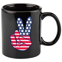 USA Simple Peace Sign 11oz C Handle Ceramic Mug