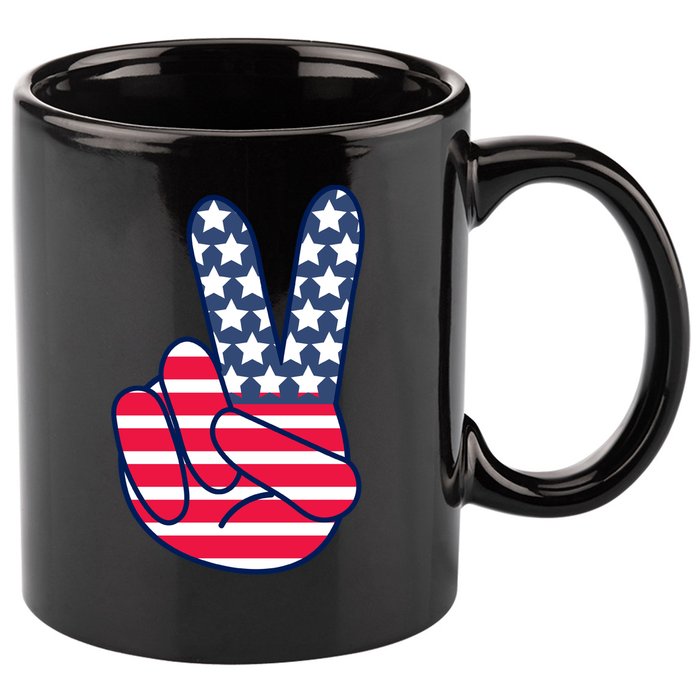 USA Simple Peace Sign 11oz C Handle Ceramic Mug