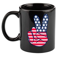 USA Simple Peace Sign 11oz C Handle Ceramic Mug