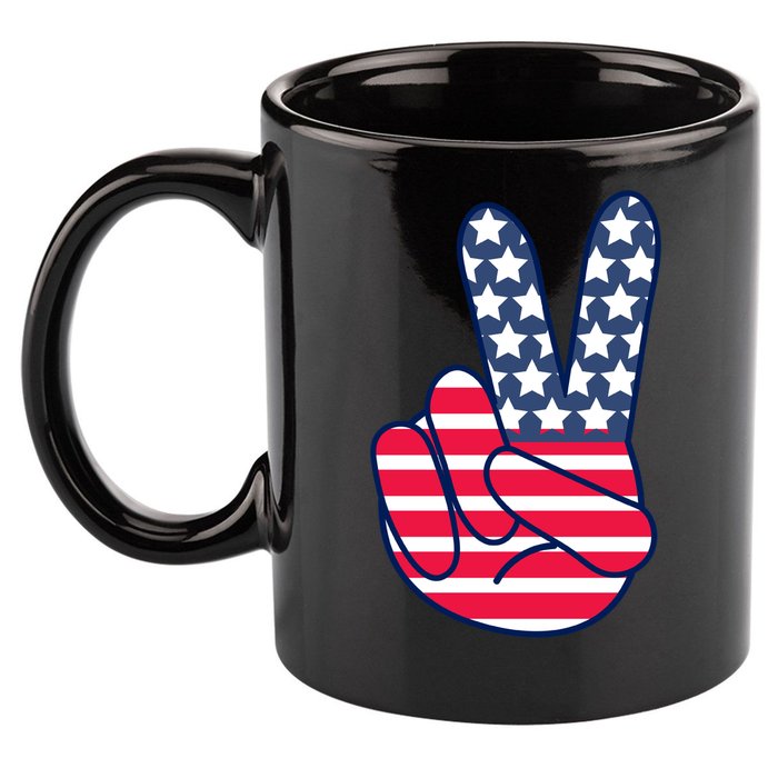 USA Simple Peace Sign 11oz C Handle Ceramic Mug