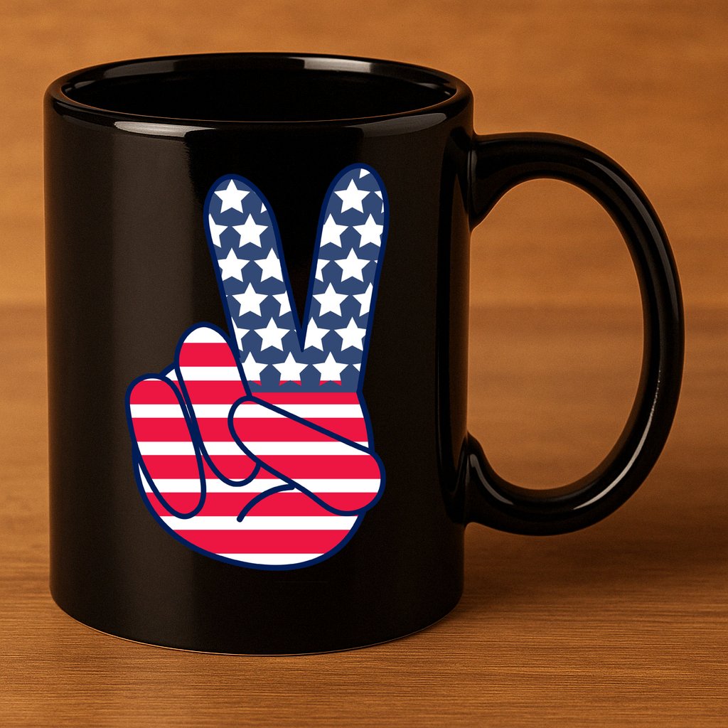 USA Simple Peace Sign 11oz C Handle Ceramic Mug