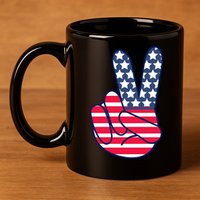 USA Simple Peace Sign 11oz C Handle Ceramic Mug