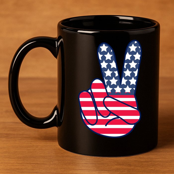 USA Simple Peace Sign 11oz C Handle Ceramic Mug