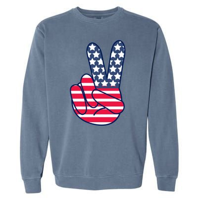 USA Simple Peace Sign Garment-Dyed Sweatshirt