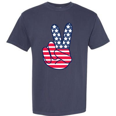 USA Simple Peace Sign Garment-Dyed Heavyweight T-Shirt