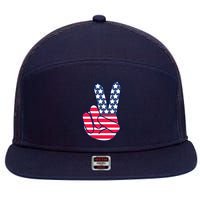 USA Simple Peace Sign 7 Panel Mesh Trucker Snapback Hat