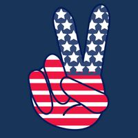USA Simple Peace Sign 7 Panel Mesh Trucker Snapback Hat