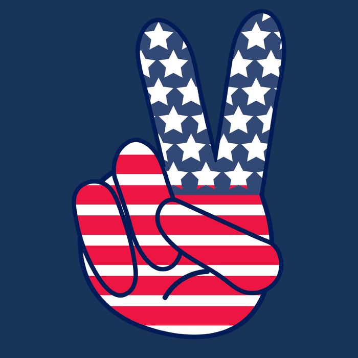 USA Simple Peace Sign 7 Panel Mesh Trucker Snapback Hat