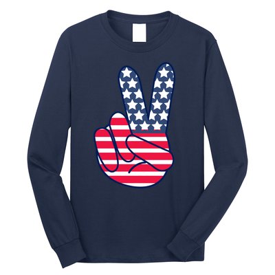 USA Simple Peace Sign Long Sleeve Shirt