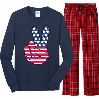 USA Simple Peace Sign Long Sleeve Pajama Set