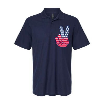 USA Simple Peace Sign Softstyle Adult Sport Polo