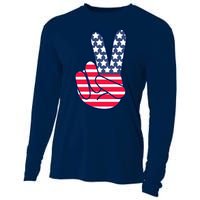 USA Simple Peace Sign Cooling Performance Long Sleeve Crew