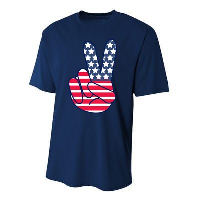 USA Simple Peace Sign Performance Sprint T-Shirt