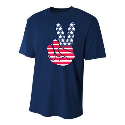 USA Simple Peace Sign Youth Performance Sprint T-Shirt
