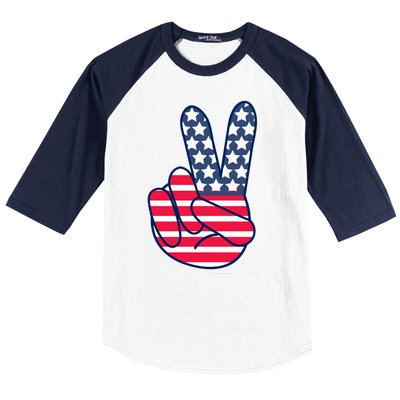 USA Simple Peace Sign Baseball Sleeve Shirt