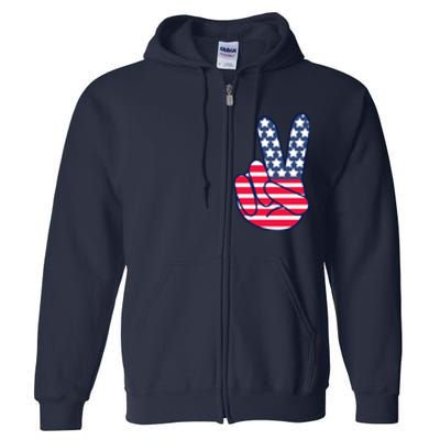 USA Simple Peace Sign Full Zip Hoodie