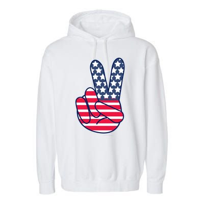 USA Simple Peace Sign Garment-Dyed Fleece Hoodie