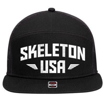 USA Skeleton Team 7 Panel Mesh Trucker Snapback Hat