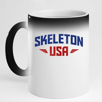 USA Skeleton Team 11oz Black Color Changing Mug