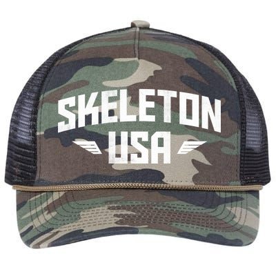 USA Skeleton Team Retro Rope Trucker Hat Cap