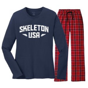 USA Skeleton Team Women's Long Sleeve Flannel Pajama Set 