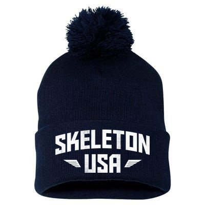 USA Skeleton Team Pom Pom 12in Knit Beanie