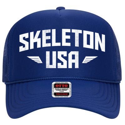 USA Skeleton Team High Crown Mesh Back Trucker Hat