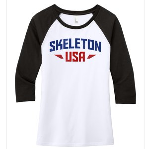 USA Skeleton Team Women's Tri-Blend 3/4-Sleeve Raglan Shirt