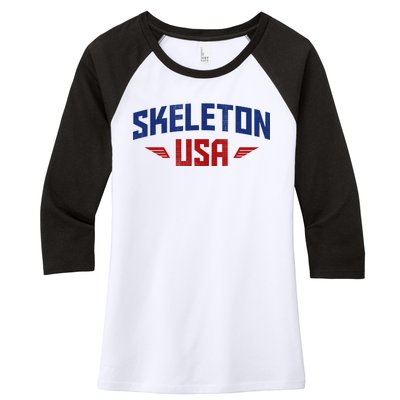 USA Skeleton Team Women's Tri-Blend 3/4-Sleeve Raglan Shirt