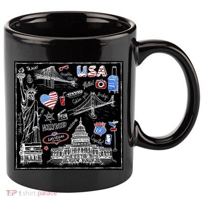 USA Sketch 11oz C Handle Ceramic Mug